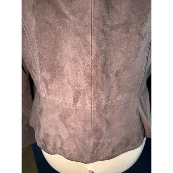 INC SZ M Womens Genuine Suede Crop Jacket Ruffle Bell Flared Sleeve Boho Western - Picture 9 of 12